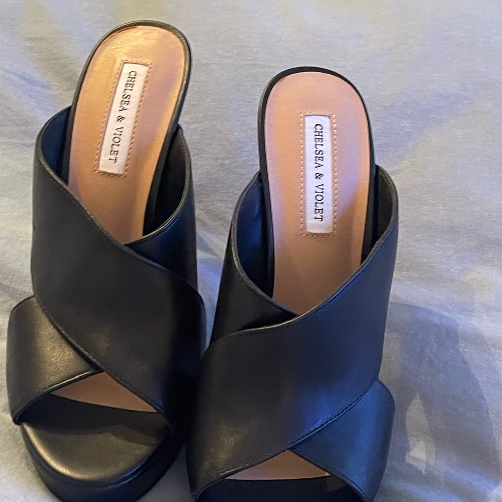 Black Mules with Crisscross Straps